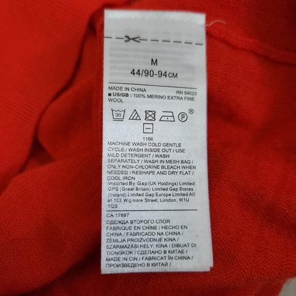 Banana Republic orange Merino wool crewneck sweater shoulder pleates M - Picture 8 of 10